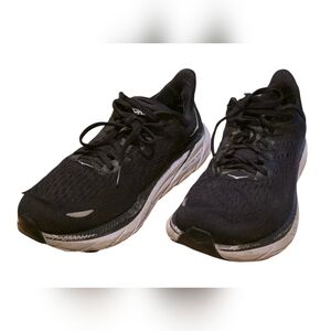 Womens Hoka Black Athletic Shoes with White Soles